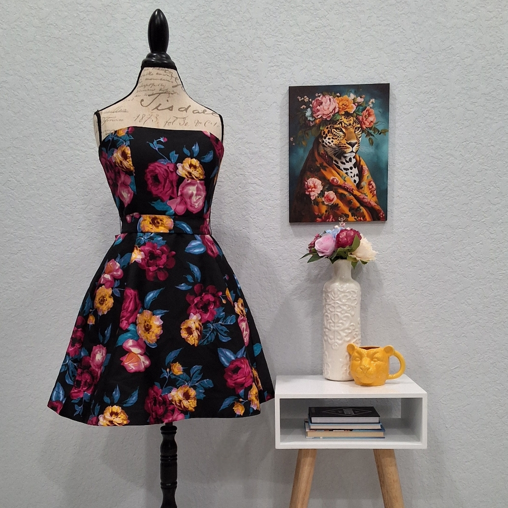 Betsey Johnson Black Floral Dress
